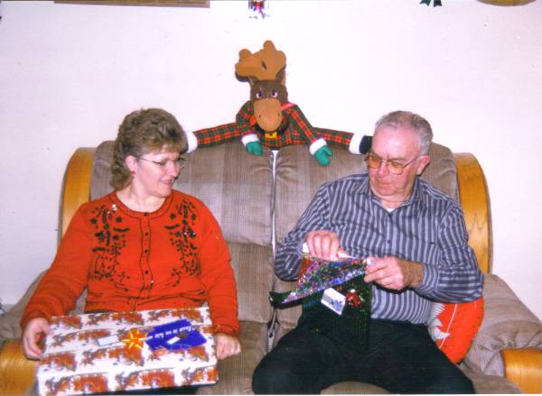 Mom and Grandpa Bob at Christmas